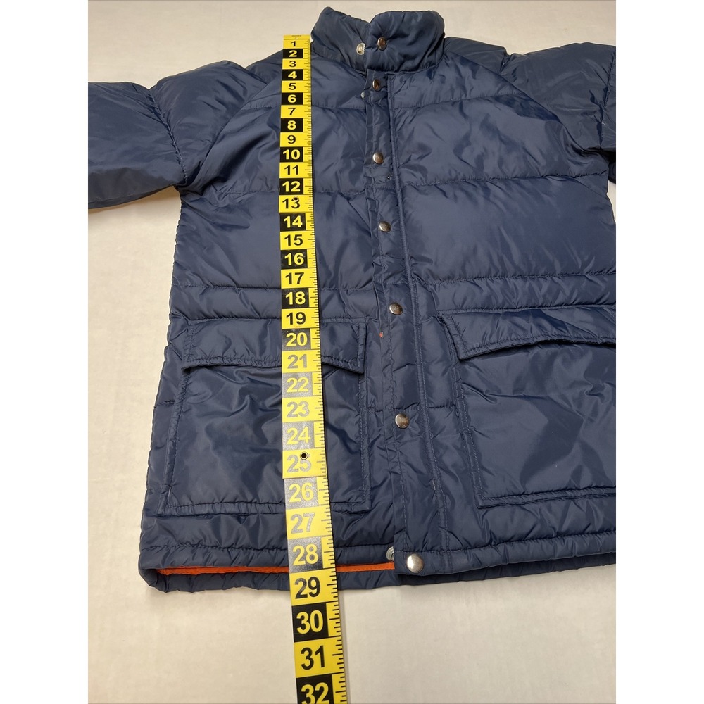 Vintage JC Penny Down Puffer Coat Snap Button Men's Size Small Navy Blue - Picture 10 of 16